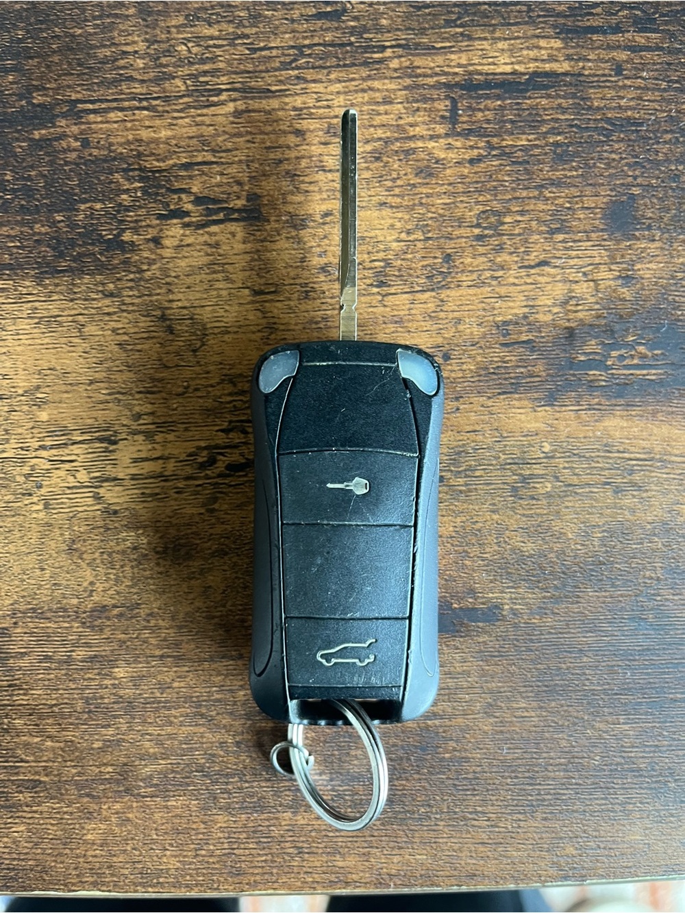 Porsche Black Car Key Remote Fob with Silver Key Blade